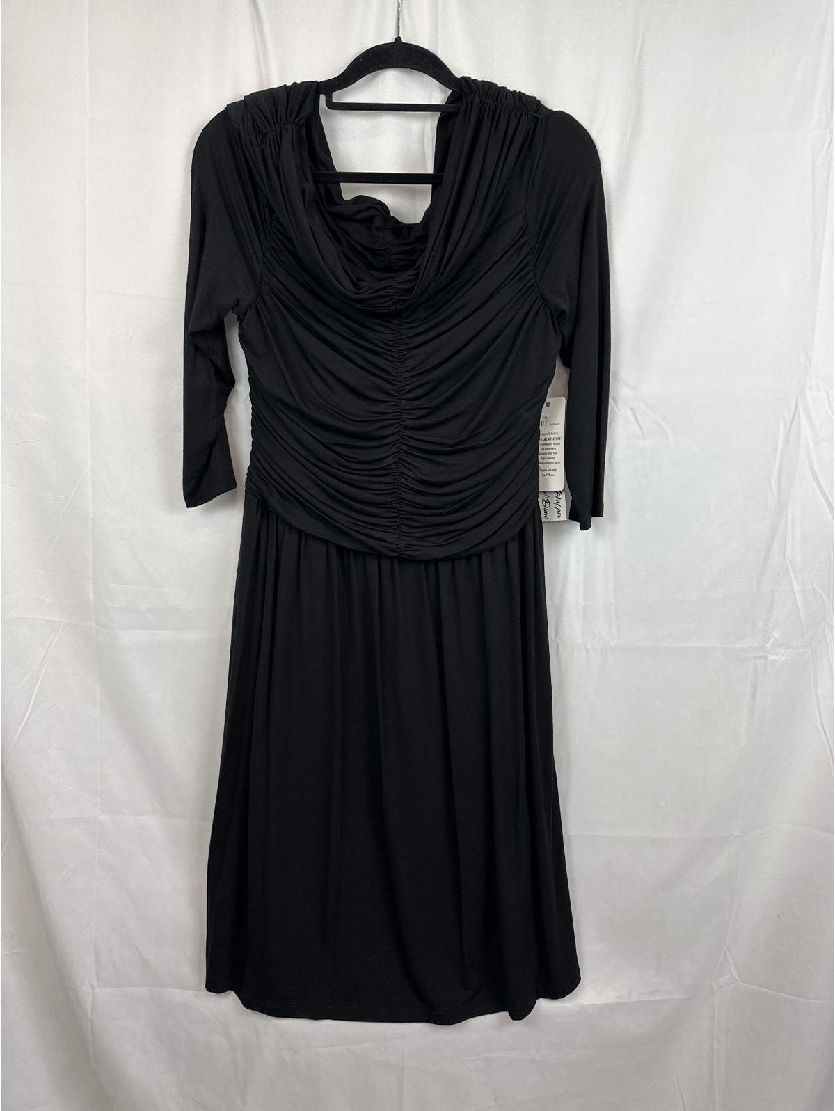 Nue By Shani Black Ruched Body Architecture Dress Size14 Nwt